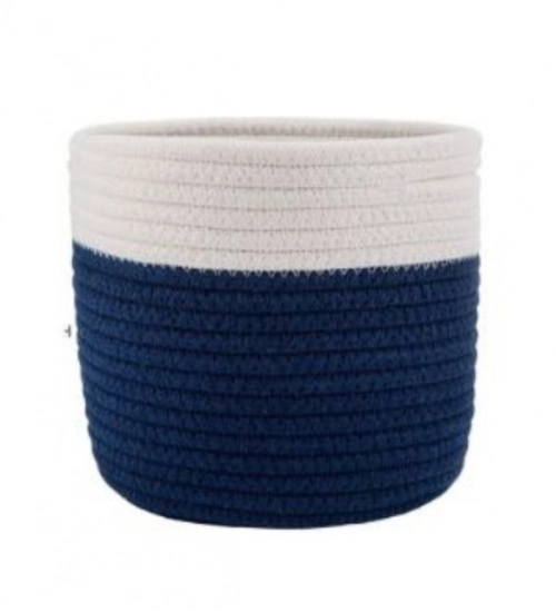 Cotton Flower Pot (White Blue)