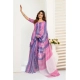Women's Linen Cotton Printed Ready To Wear Saree With Unstitched Blouse 5.5 Mtr (Pink)