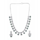 Women's Brass Silver Plated Necklace set (Green)