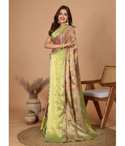 Women's Jacquard Saree With Unstitched Blouse 5.5Mtr (Multicolor)