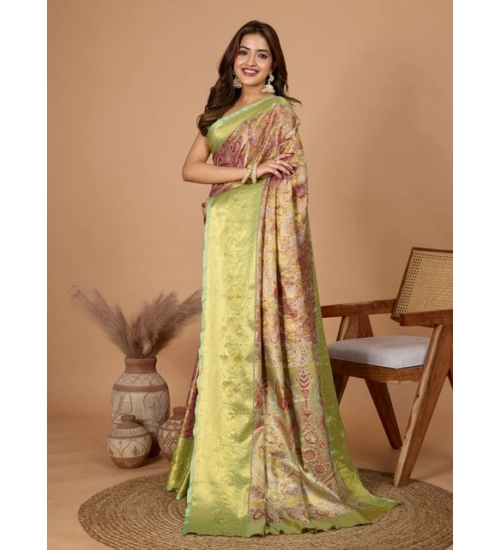 Women's Jacquard Saree With Unstitched Blouse 5.5Mtr (Multicolor)