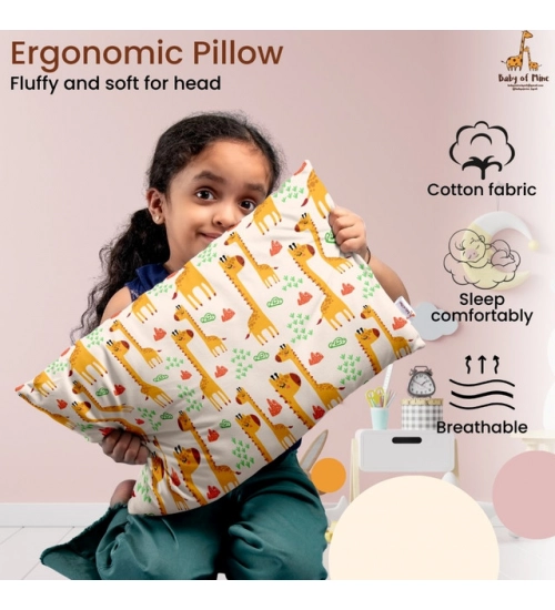 Soft Plush Printed Baby Infant Pillow for Kids Age 1 To 5 Years (Mustard)