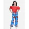 Girl's Rayon Floral Short Sleeve Top and Trouser Set (Multicolor)