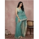Women's Cotton Printed Saree With Unstitched Blouse 5.5Mtr (Teal)