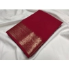 Women's Crepe Chit Pallu Solid Saree With Unstitched Blouse 5.5Mtr (Maroon) Women's Crepe Chit Pallu Solid Saree With Unstitched Blouse 5.5Mtr (Maroon)