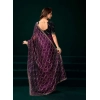 Women's Net Sequence Saree With Unstitched Blouse 5.5Mtr (Purple)