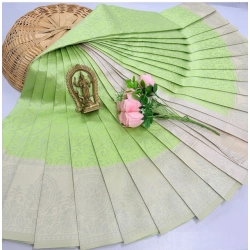 Women's Soft Silk Printed Saree With Unstitched Blouse 5.5Mtr (Pista Green)