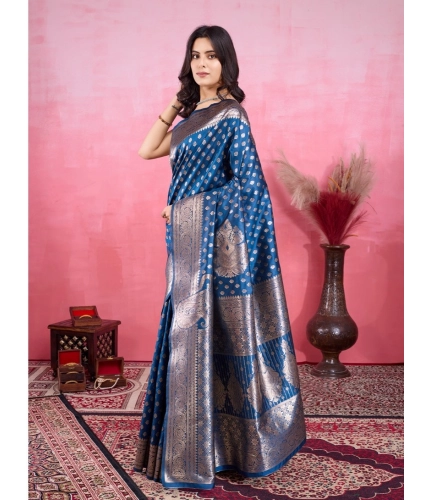 Women's Banarasi Silk Printed Saree With Unstitched Blouse 5.5Mtr (Pinch) Women's Banarasi Silk Printed Saree With Unstitched Blouse 5.5Mtr (Pinch)
