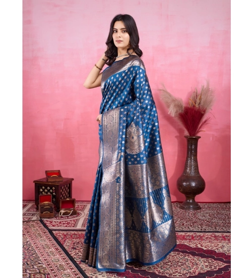 Women's Banarasi Silk Printed Saree With Unstitched Blouse 5.5Mtr (Pinch)