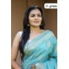 Women's Soft Lichi Silk Printed Saree With Unstitched Blouse 5.5Mtr (Sky-Blue) Women's Soft Lichi Silk Printed Saree With Unstitched Blouse 5.5Mtr (Sky-Blue)
