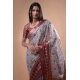 Women's Polyester Printed Saree With Unstitched Blouse 5.5 Mtr (Off-White)