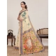Women's Linen Floral Printed Saree With Unstitched Blouse 5.5Mtr (Beige) Women's Linen Floral Printed Saree With Unstitched Blouse 5.5Mtr (Beige)