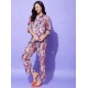 Women's Polyester Floral 3-4th Sleeve Co-Ord Set (Multicolor)