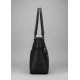 Women's PU Leather Solid Shoulder Zipper Handbag (Black)