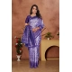 Women's Banarasi Silk Jaquard Woven Saree With Unstitched Blouse 5.5Mtr (Purple)
