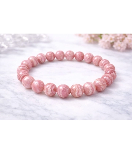 Natural Crystal 8mm Rhodochrosite Bracelet (Pink)