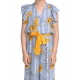 Girl's Rayon Floral Flutter Jumpsuit (Blue-Yellow)