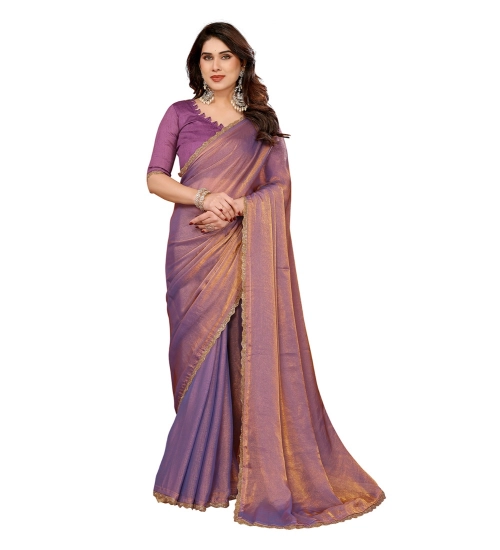 Women's Georgette Printed Saree With Unstitched Blouse 5.5Mtr (Purple)