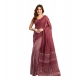 Women's Linen Cotton Printed Ready To Wear With Pocket Saree With Unstitched Blouse 5.5 Mtr (Maroon)