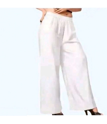 Women's Casual Rayon Solid Ankle Length Palazzo (White, Free Size)