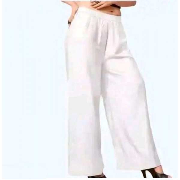 Dropship Women's Casual Rayon Solid Ankle Length Palazzo (White, Free Size)