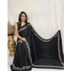 Women's Satin Printed Saree With Unstitched Blouse 5.5Mtr (Black) Women's Satin Printed Saree With Unstitched Blouse 5.5Mtr (Black)