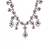 Women's Brass Silver Plated Necklace set (Red)