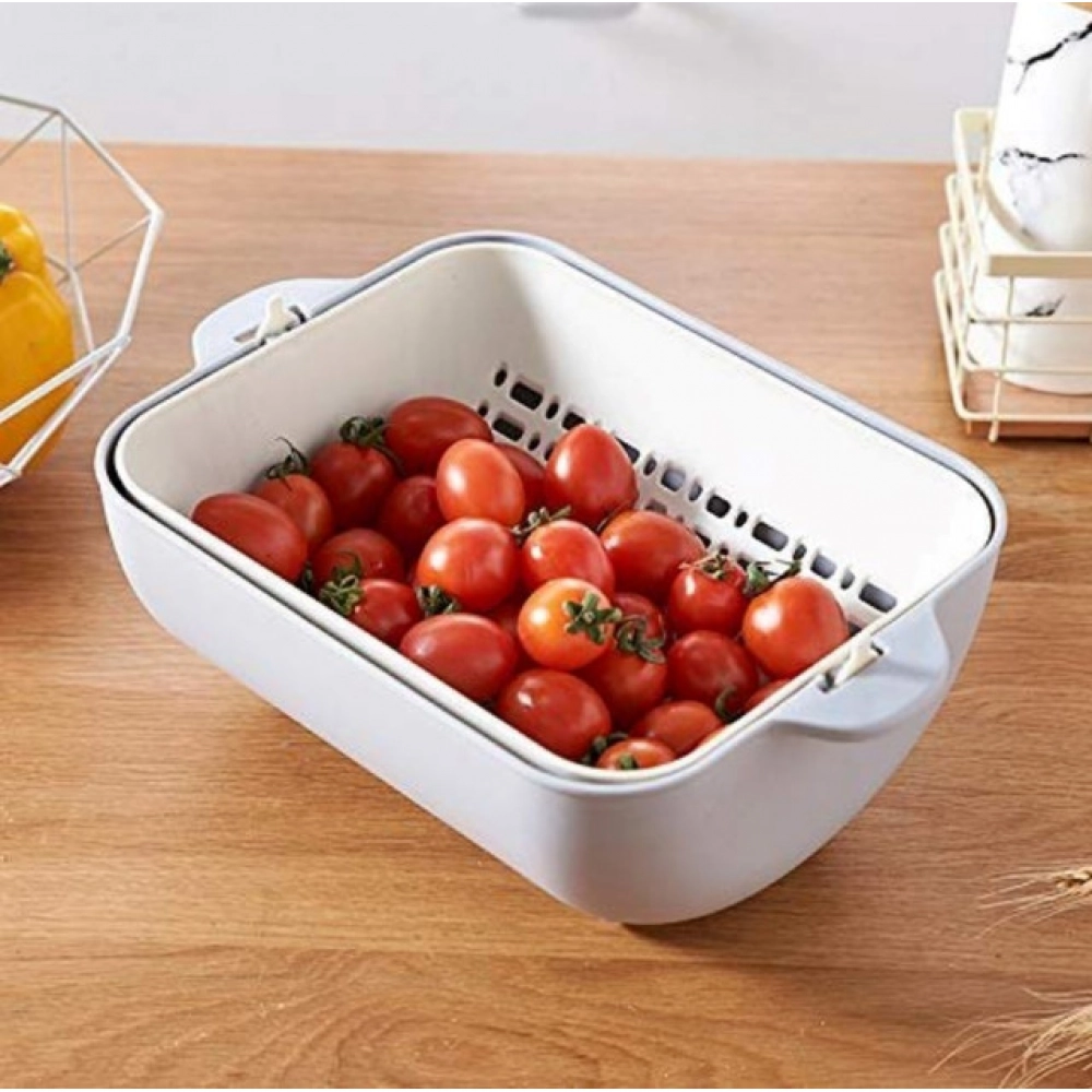 Pack Of 2_Multi-Purpose Kitchen Basket – Ideal for Straining, Sieving, Washing And Holding Fruits or Foods (Color: Assorted )