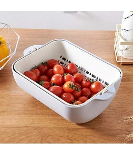 Pack Of 2_Multi-Purpose Kitchen Basket – Ideal for Straining, Sieving, Washing And Holding Fruits or Foods (Color: Assorted )