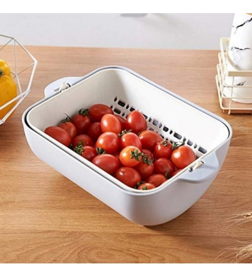 Pack Of 2_Multi-Purpose Kitchen Basket – Ideal for Straining, Sieving, Washing And Holding Fruits or Foods (Color: Assorted )
