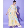 Women's Satin Colour Blocking Kaftan Dress (Multicolor)