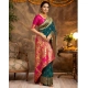 Women's Silk Blend Zari Weaving Saree With Unstitched Blouse 5.5Mtr (Dark-Green)