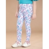Girl's Cotton Lycra Floral Elasticated Jeggings (White-Turquoise Blue) Girl's Cotton Lycra Floral Elasticated Jeggings (White-Turquoise Blue)