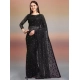 Women's Net Self Design Saree With Unstitched Blouse 5.5Mtr (Black)
