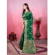 Women's Banarasi Silk Printed Saree With Unstitched Blouse 5.5Mtr (Green)