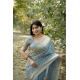Women's Silk_Blend Checked Saree With Unstitched Blouse 5.5Mtr (Sky_Blue)