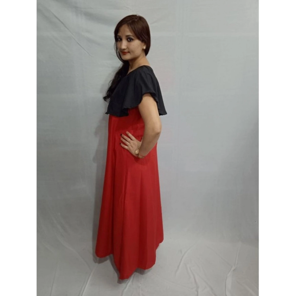 Women's Casual Crepe Cape Sleeve Dress (Black)