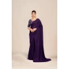 Dropship Women's Printed Brasso Saree With Unstitched Blouse (Purple, 5-6 Mtrs)