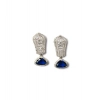 Women's Brass Silver Plated Drop Earrings (Blue)