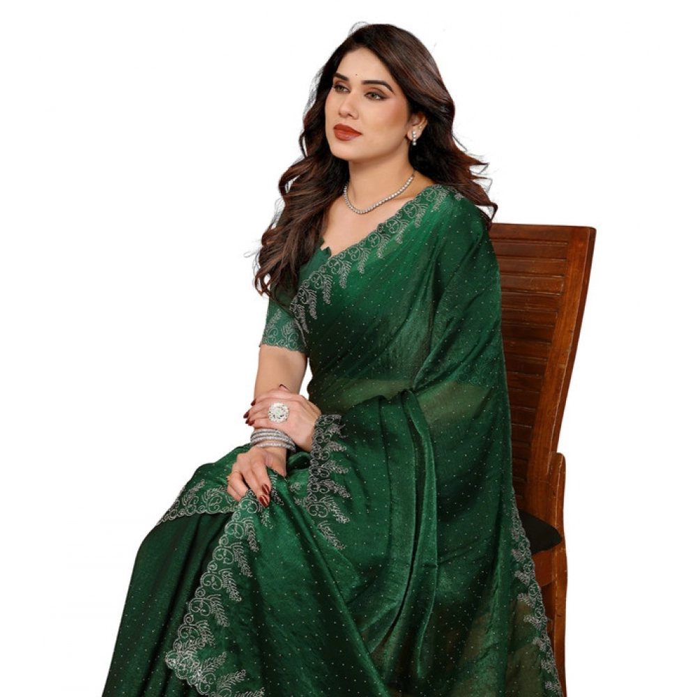 Women's Georgette Printed Saree With Unstitched Blouse 5.5Mtr (Green) Women's Georgette Printed Saree With Unstitched Blouse 5.5Mtr (Green)