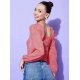Women's Polyester Floral Long Sleeves Top (Red) Women's Polyester Floral Long Sleeves Top (Red)