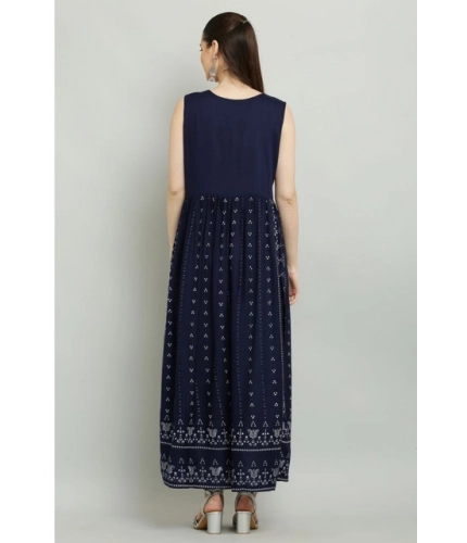 Women's Casual Rayon 3-4th Sleeves Kurti (Blue)