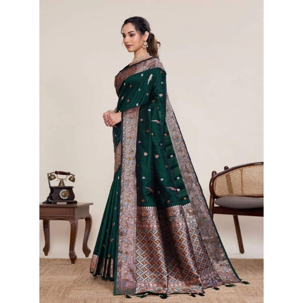 Women's Jacquard Woven Saree With Unstitched Blouse 5.5Mtr (Green) Women's Jacquard Woven Saree With Unstitched Blouse 5.5Mtr (Green)