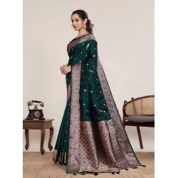 Women's Jacquard Woven Saree With Unstitched Blouse 5.5Mtr (Green)