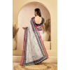 Women's Faux Linen Floral Print Ready to wear Saree With Unstitched Blouse 5.5Mtr (OffWhite) Women's Faux Linen Floral Print Ready to wear Saree With Unstitched Blouse 5.5Mtr (OffWhite)