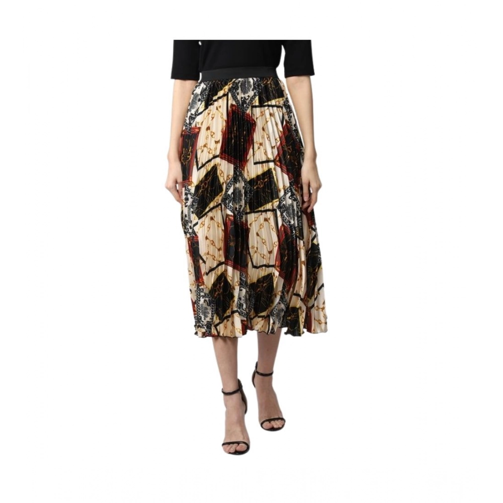 Women's Satin Pleated Elasticated Skirt (Multicolor) Women's Satin Pleated Elasticated Skirt (Multicolor)