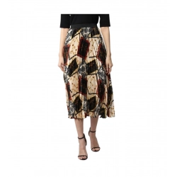 Women's Satin Pleated Elasticated Skirt (Multicolor)