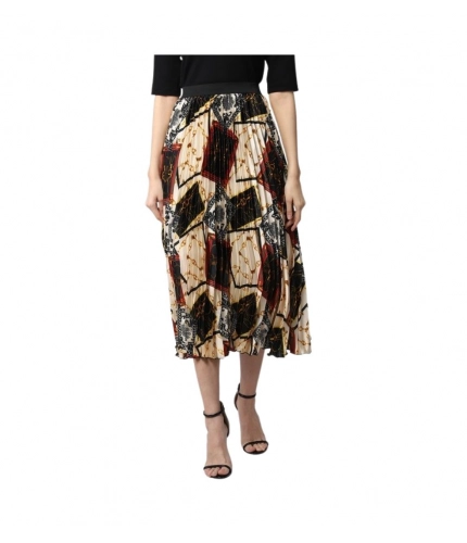 Women's Satin Pleated Elasticated Skirt (Multicolor)