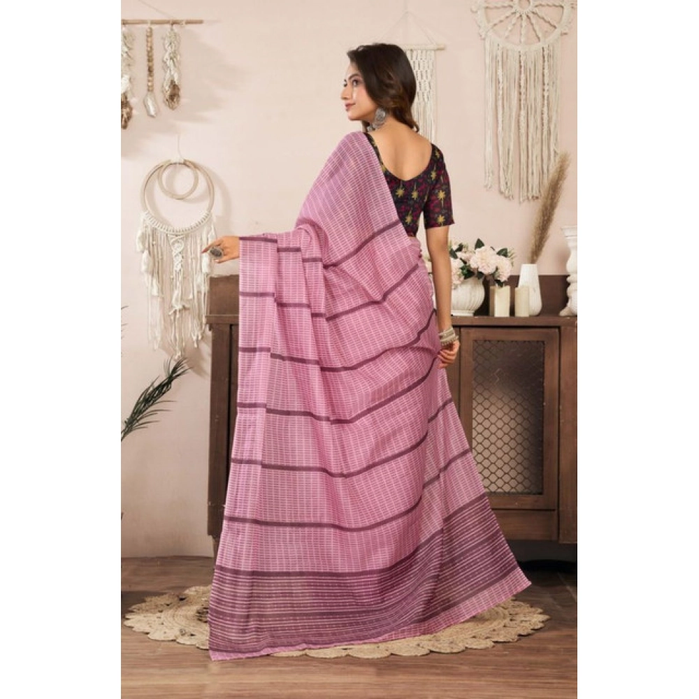 Women's Faux Linen Geometric Ready to wear Saree With Unstitched Blouse 5.5Mtr (LightPink) Women's Faux Linen Geometric Ready to wear Saree With Unstitched Blouse 5.5Mtr (LightPink)
