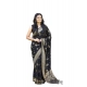 Women's Soft Lichi Silk Printed Saree With Unstitched Blouse 5.5Mtr (Black)